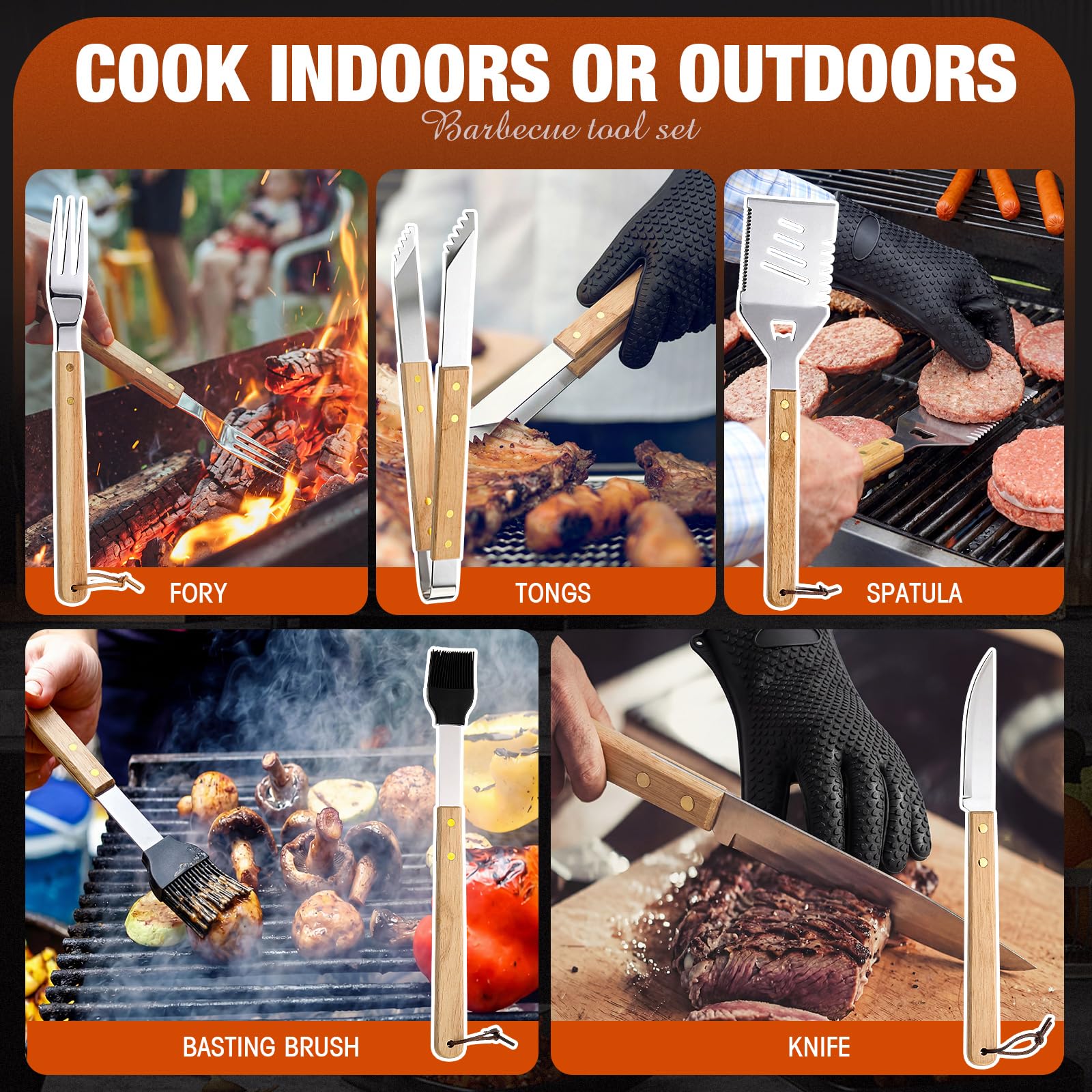 8 piezas de regalos para el día del padre, regalos para papá de hija, hijo, hombres, accesorios de parrilla de madera resistentes, herramientas de barbacoa para parrilla al aire libre con
