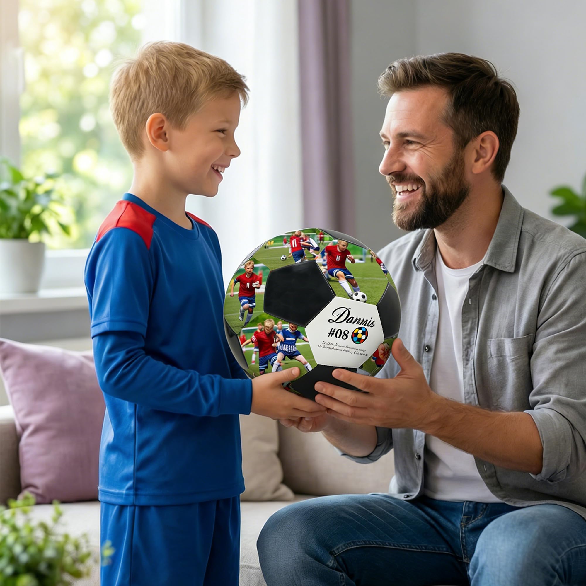 Personalisierter Fußball mit Foto - Maßgeschneidertes Spielball Name, Souvenir für Fußballfans, Sohn Tochter Freund Vater Trainer, Geburtstag Abschluss S-XL