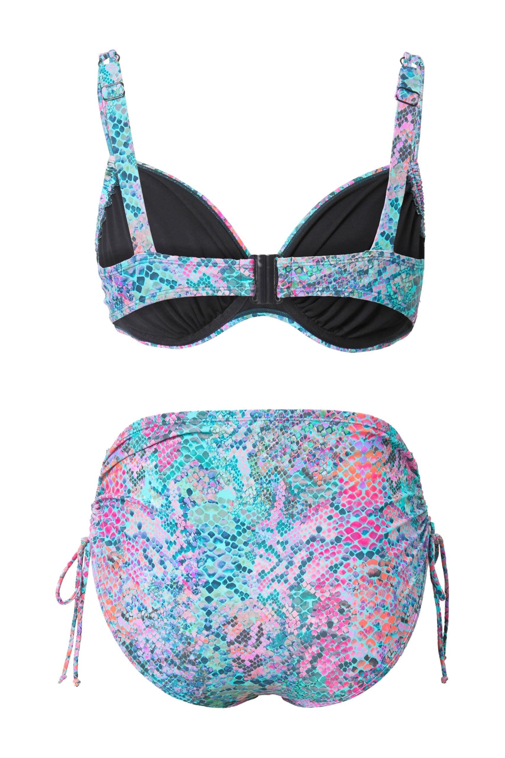 Ulla Popken Bikini con Design Pitonato, Coppe con Ferretto e Spalline Doppie e Regolabili 815206