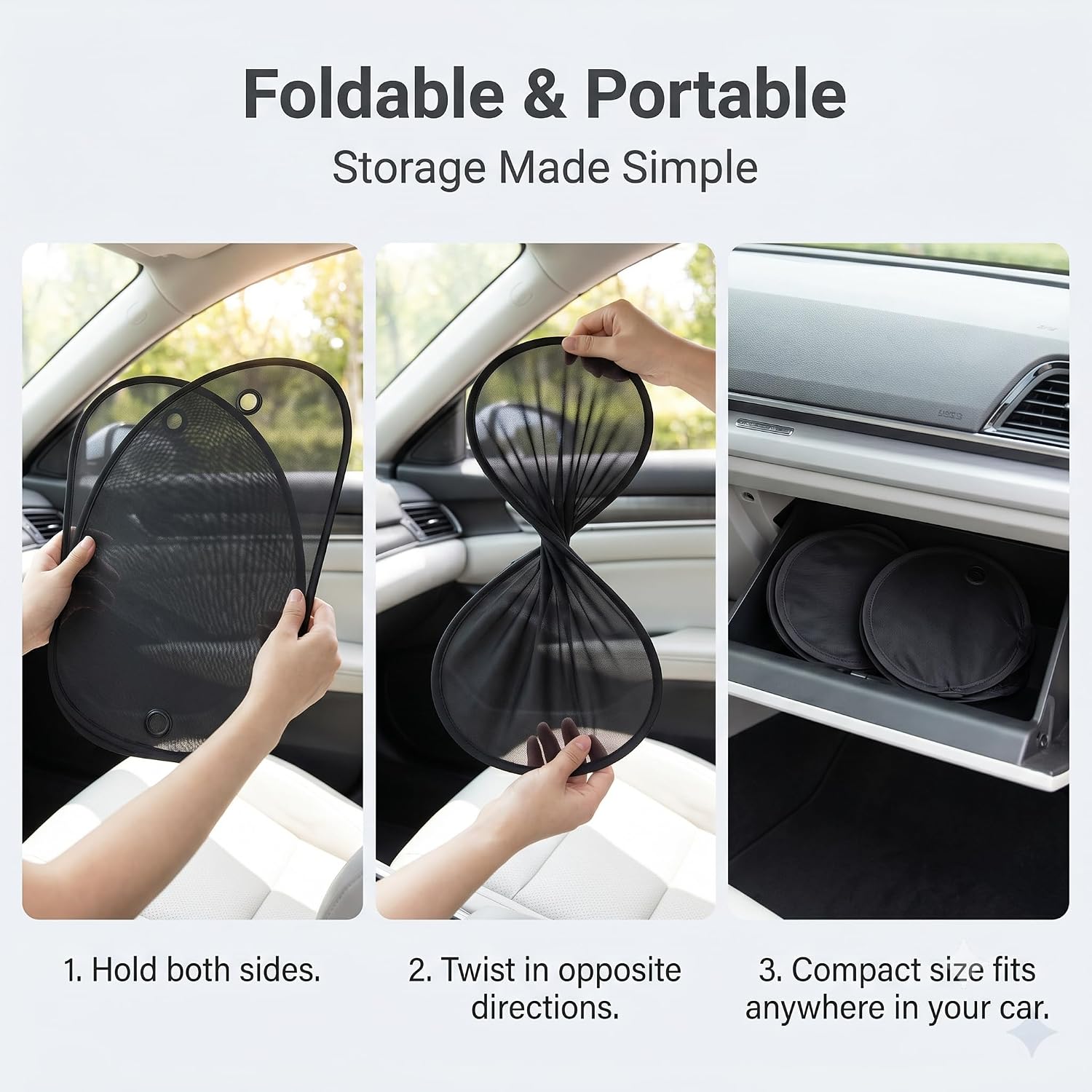 2 PCS Car Side Window Sun Shade, Breathable Mesh Window Sun Shade with Suction Cup, 26" x 15" Heat Insulation Sunscreen Blocks UV & Glare, Universal for Most Cars, Trucks, SUVs (Black)