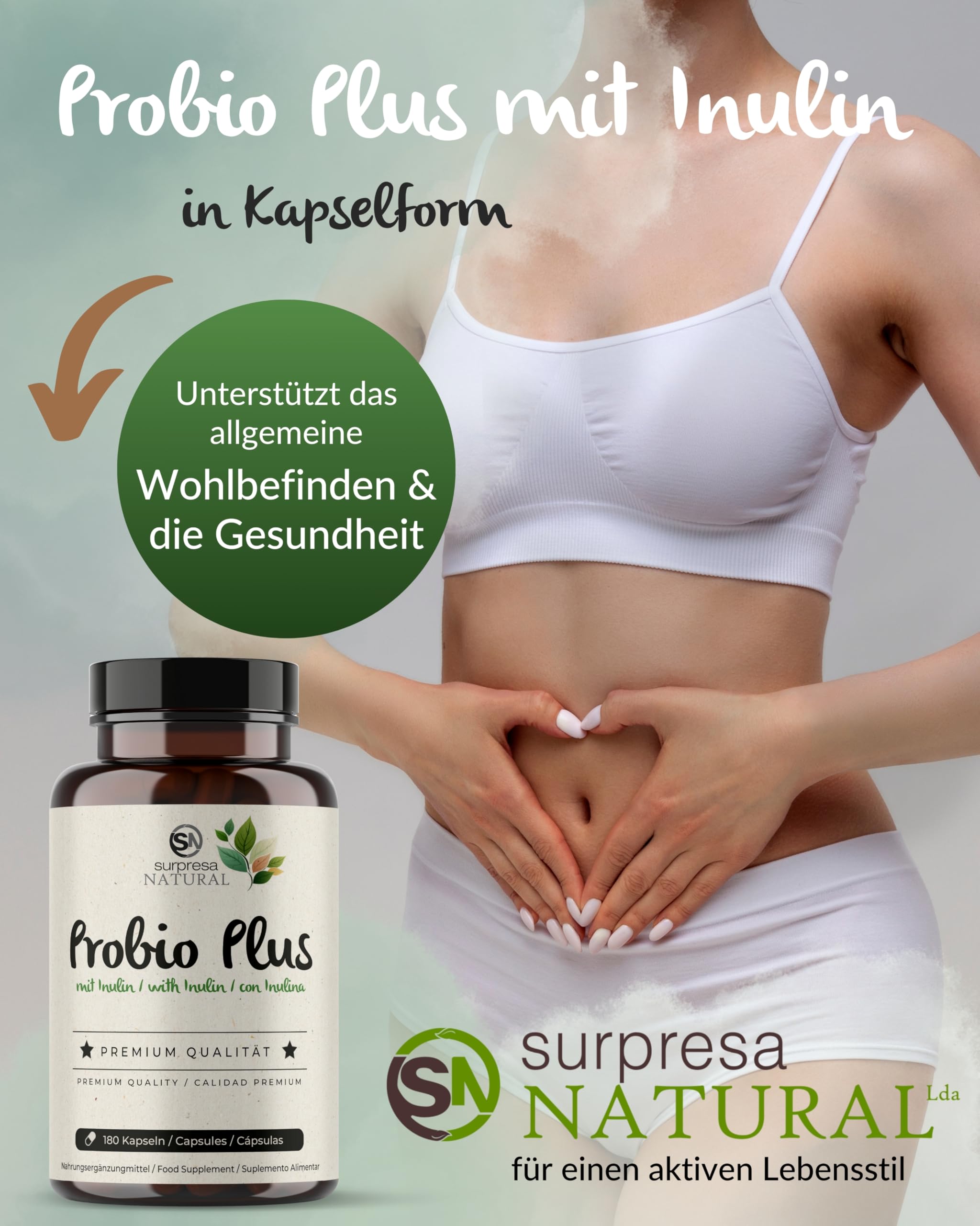 Probio Plus Kapseln hochdosiert I 3x 180 Kapseln mit Inulin & Bacillus subtilis I 20 Mrd. KBE pro Tag I Kulturen Komplex 18 Bakterienstämme I magensaftresistent & vegan