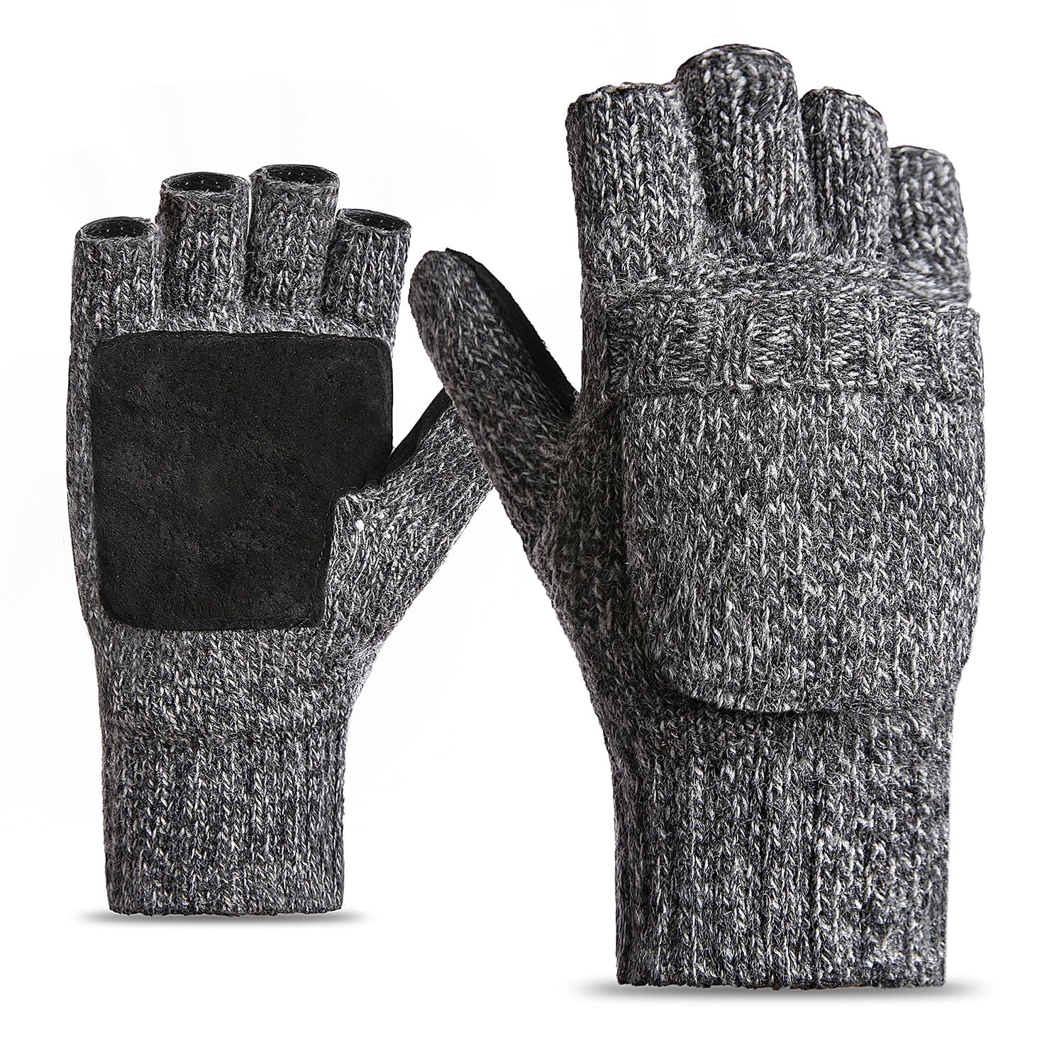 Warm Inner Thermal Insulation Winter Fingerless Gloves Men Women Wool Acrylic Soft Knit Cold Weather Warm Glove Mittens