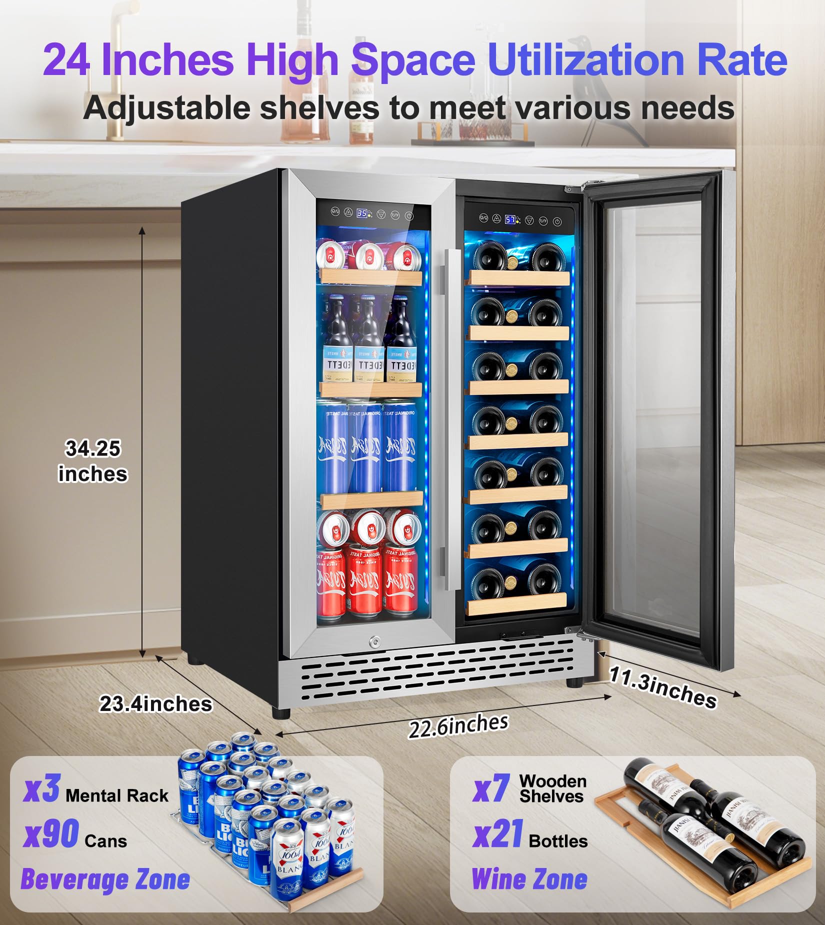 RLPI Mini Wine Cooler, 8 Bottle Beverage Refrigerator with Fast Cooling Thermoelectric Wine Cabinet Cellar for Women Men Gifts Bar Apartment on Fridge.com