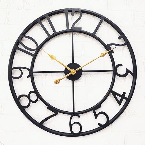 30 Inch Oversized Modern Farmhouse Clock Large Metal Clocks for Walls Home Decor Outdoor Indoor,Cut-Out Decorative Clocks for Living Room Patio Porch,Giant Metal Art