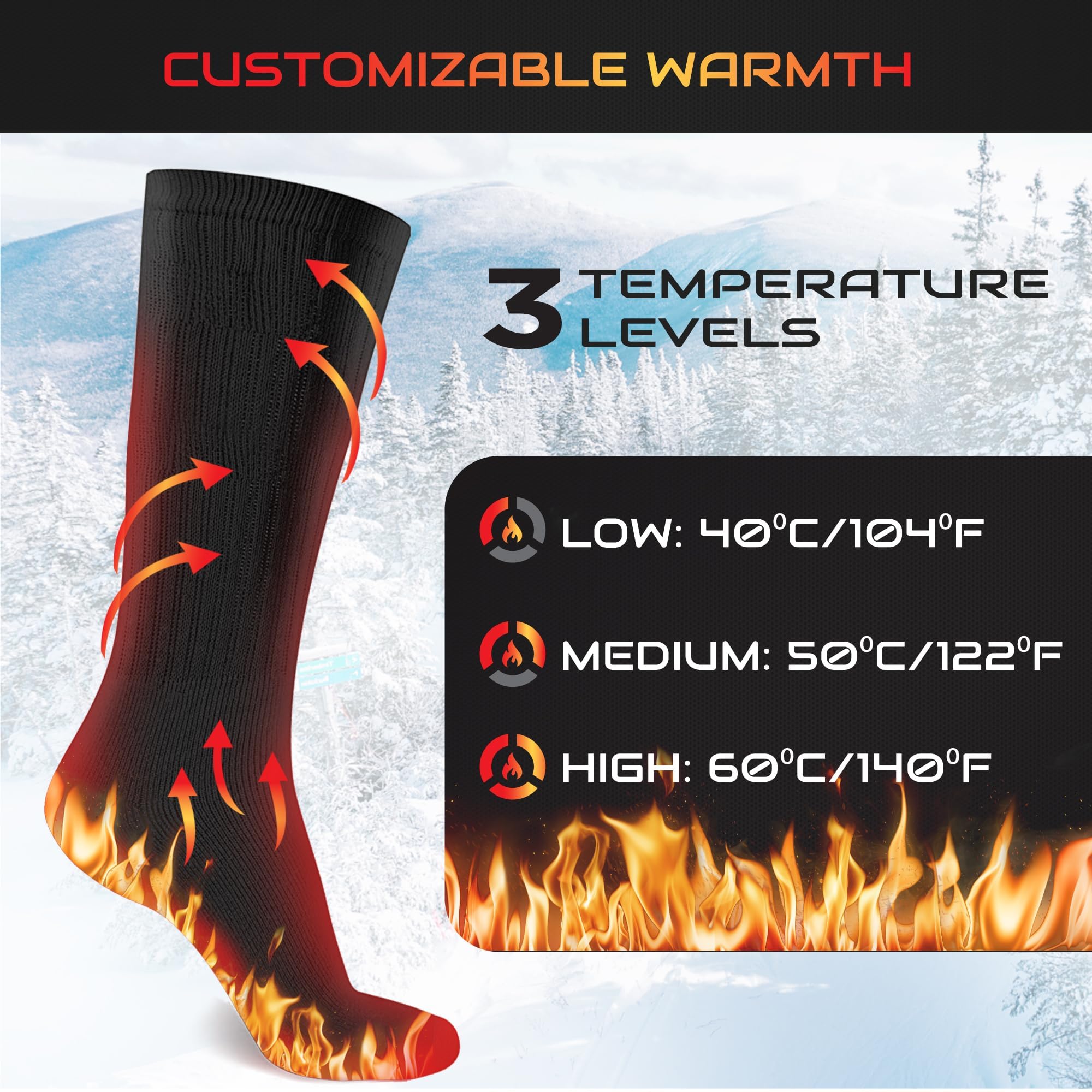 Calcetines térmicos recargables para hombres y mujeres, calentador de pies lavable a pilas para esquí y caza, calcetines eléctricos de invierno para trabajo, botas, dormir, cama, interior, exterior
