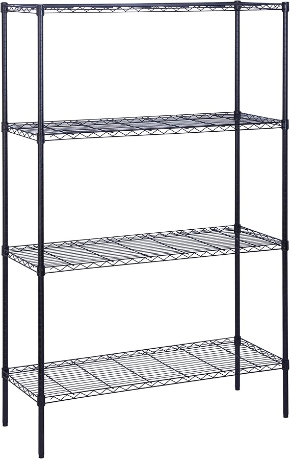 HoneyCanDo 4Tier Steel Wire Shelf with 350Pound Capacity, 18" L x