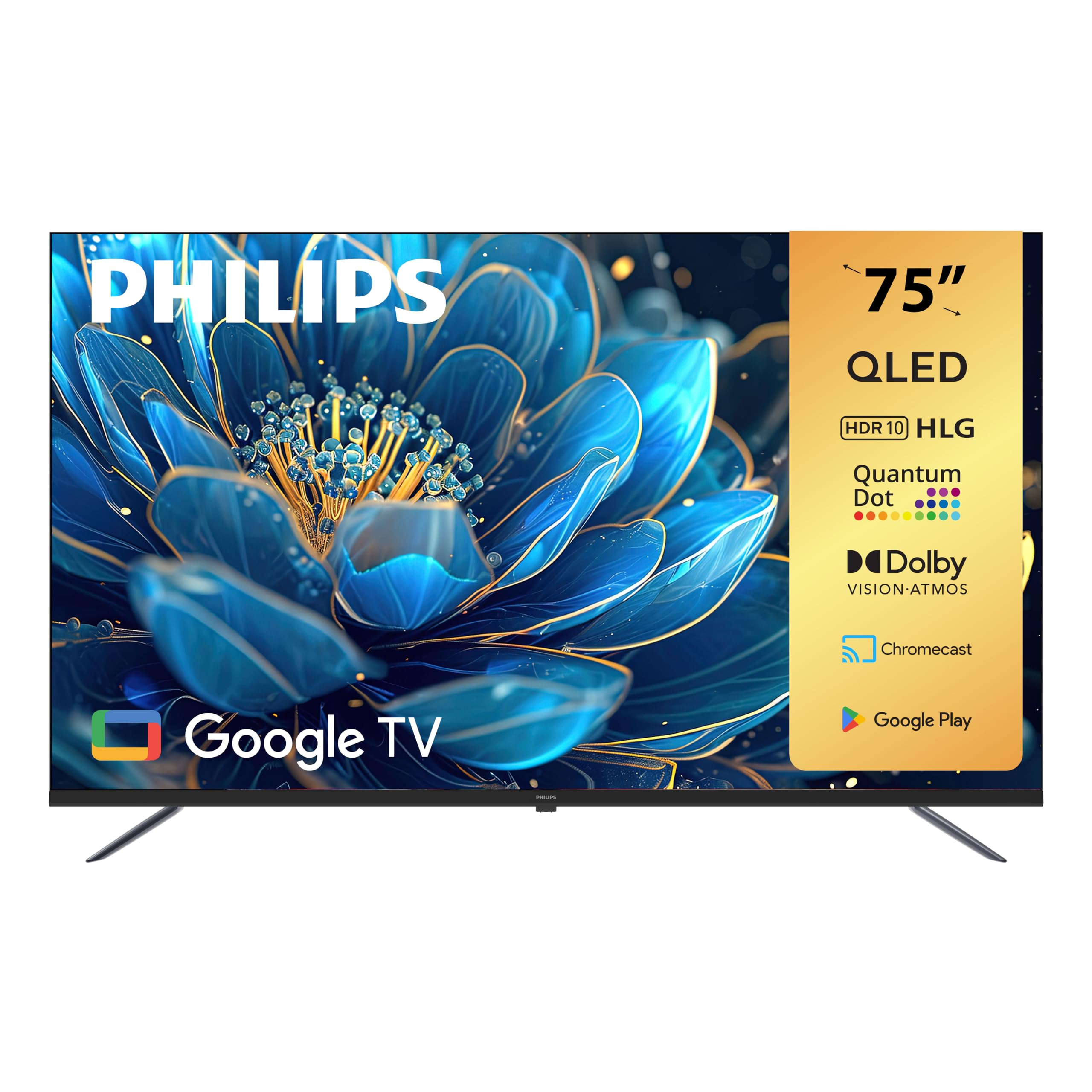 Philips75inch 8100 series Smart QLED Google TV 75PQT8169/56, Dolby Vision/HDR 10/HLG/HDMI 2.1 Google Voice Assistant, Youtube, Netflix,Shahid, 1 Year Warranty