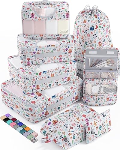 Veken Juego de 8 cubos de embalaje para niños de viaje, accesorios esenciales de vacaciones en la playa para cruceros, bolsas organizadoras de