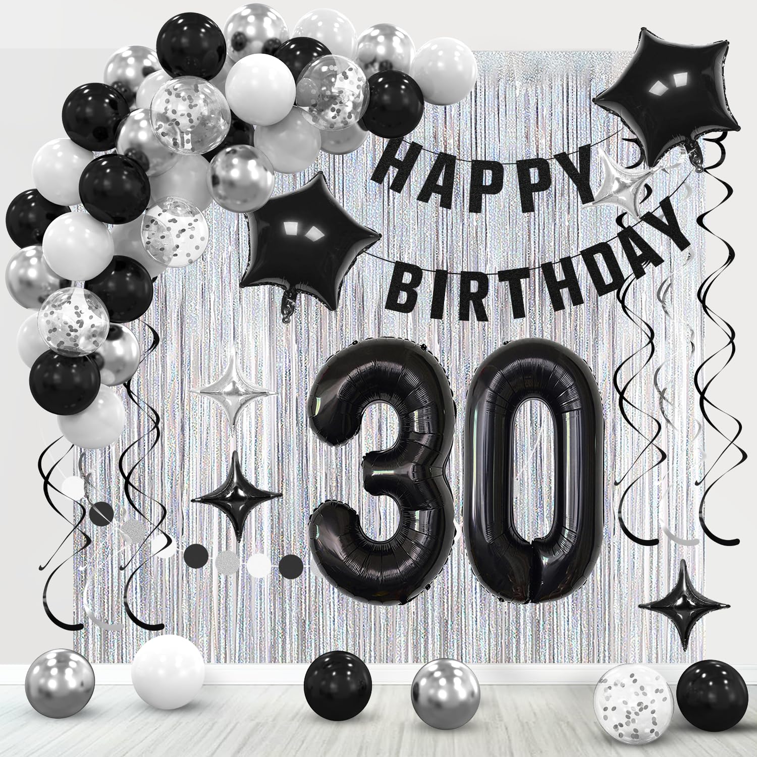Amazon.com: 30th Birthday Decorations - Silvery & Black Party Decorations, Happy Birthday Banner, Number 30 Balloons, Foil Fringe Curtains : Home & Kitchen amazon-com-30th-birthday-decorations-silvery-black-party-decorations-happy-birthday-banner-number-30-balloons-foil-fringe-curtains-home-kitchen