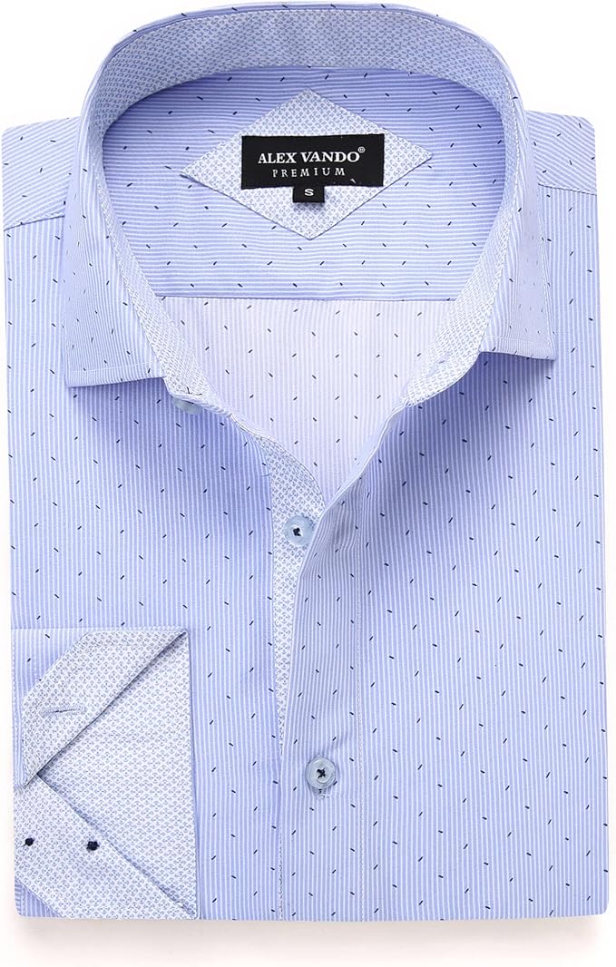 Alex Vando Mens Printed Dress Shirts Long Sleeve Regular Fit Button Down Shirt