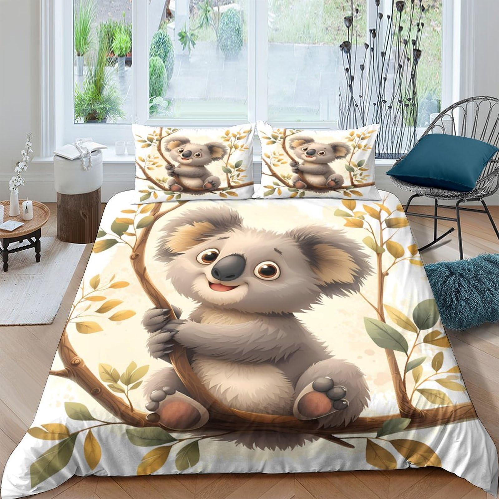 Ctjqhvkz Style-6 3D Printed Cartoon Koala Fitted Sheet Microfiber Soft Breathable Tree Branch Mattress Cover For Bedroom Dorm Mattress Protection Decor Single（135X200cm）