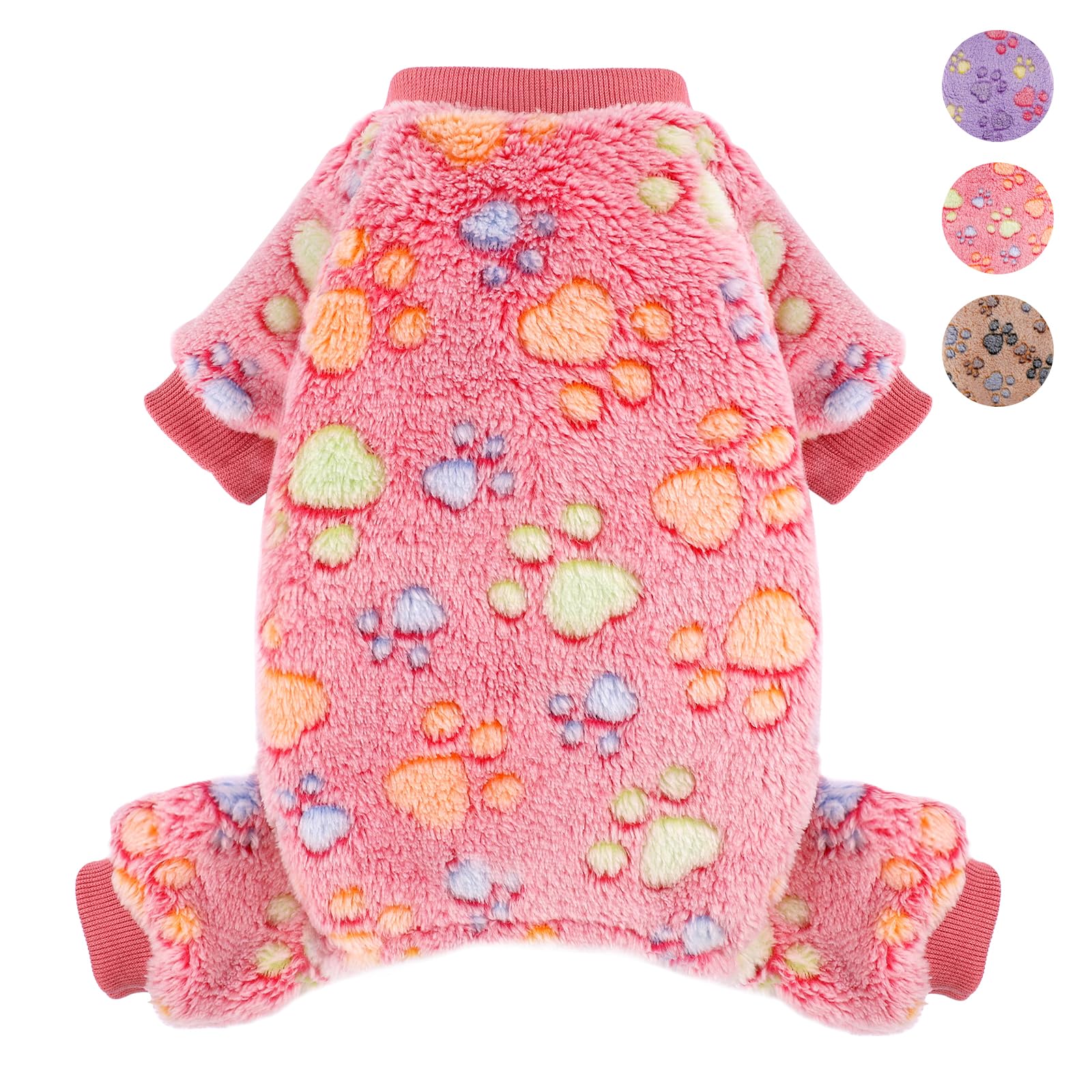 YIKEYO Dog Sweaters Pajamas for Small Dogs, Dog Pajamas Winter Girl and Boy,Puppy 4 Legged Clothes Chihuahua Yorkie Teacup Jumpsuit Cute Feet Print(