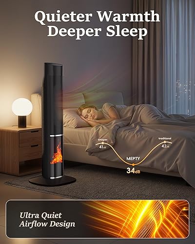 Miniatura 6 de MEPTY Calentador de espacio de 1500 W, calentadores eléctricos para uso en interiores con termostato y control remoto, protección contra