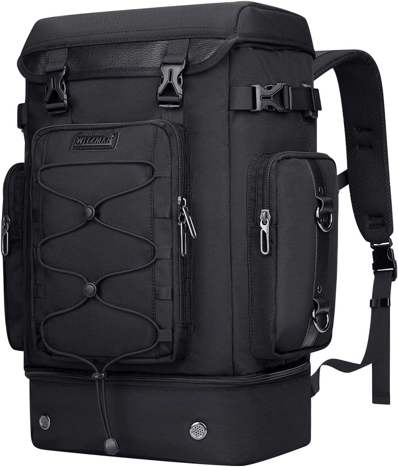 WITZMAN Travel Backpack for Men Women Carry on Bags for Airline Approved Convertible Duffle Luggage Backpack Shoe Compartment（B691 Classic Black）