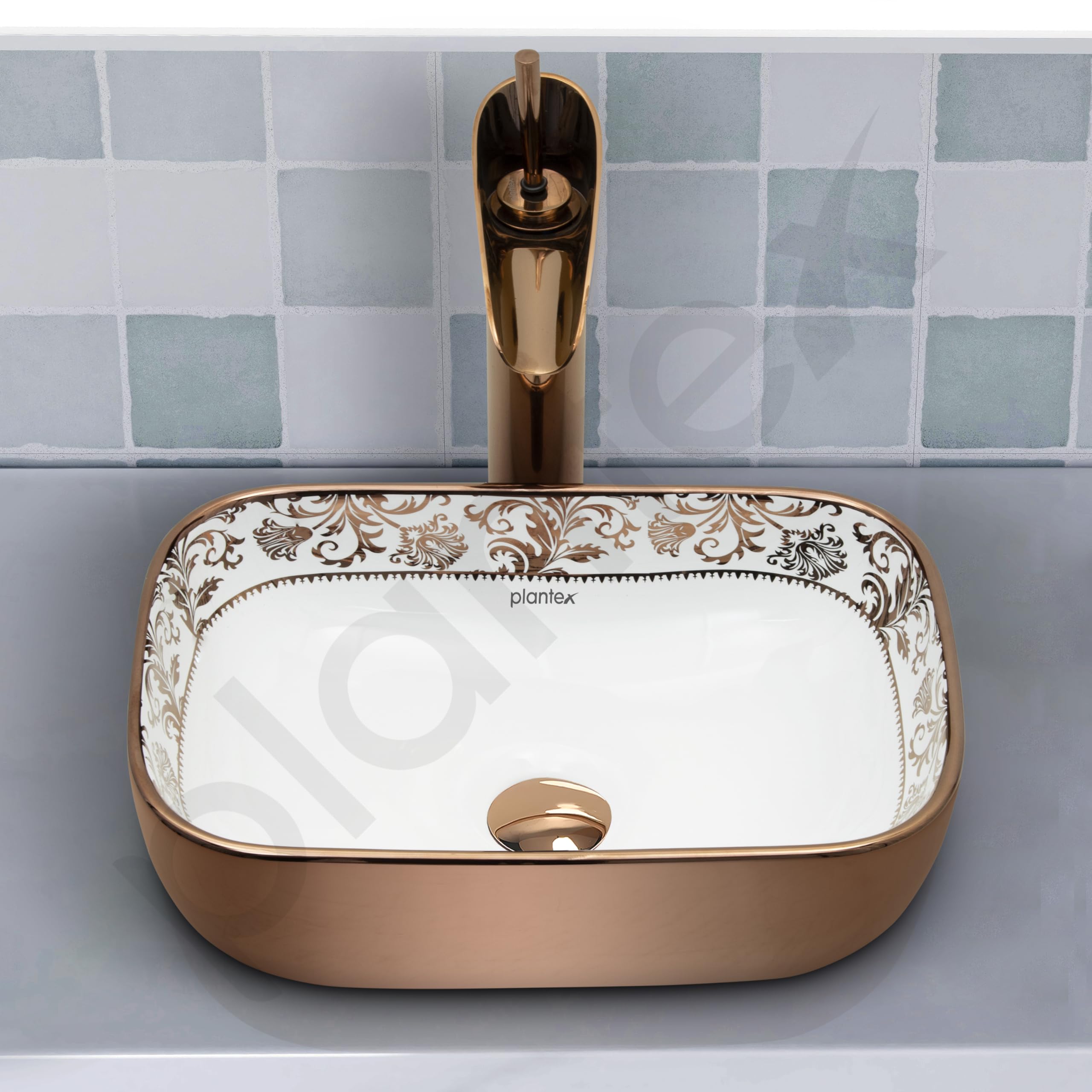 Plantex Ceramic Basin for Bathroom/Table Top Ceramic Wash Basin/Washbasin for Bathroom (14 x 10 x 5 Inch) 4