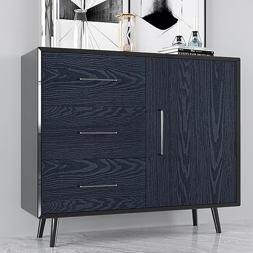 Miniatura 3 de VEELIKE Papel tapiz de madera azul marino, papel de contacto de madera texturizada, para armarios, encimeras, despegar y pegar, papel de contacto de