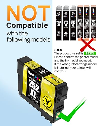 Miniatura 6 de E-Z Ink Cartucho de tinta remanufacturado de repuesto para Epson 252XL 252 XL T252XL120 para usar con Workforce WF-7110 WF-7720 WF-7710 WF-3620