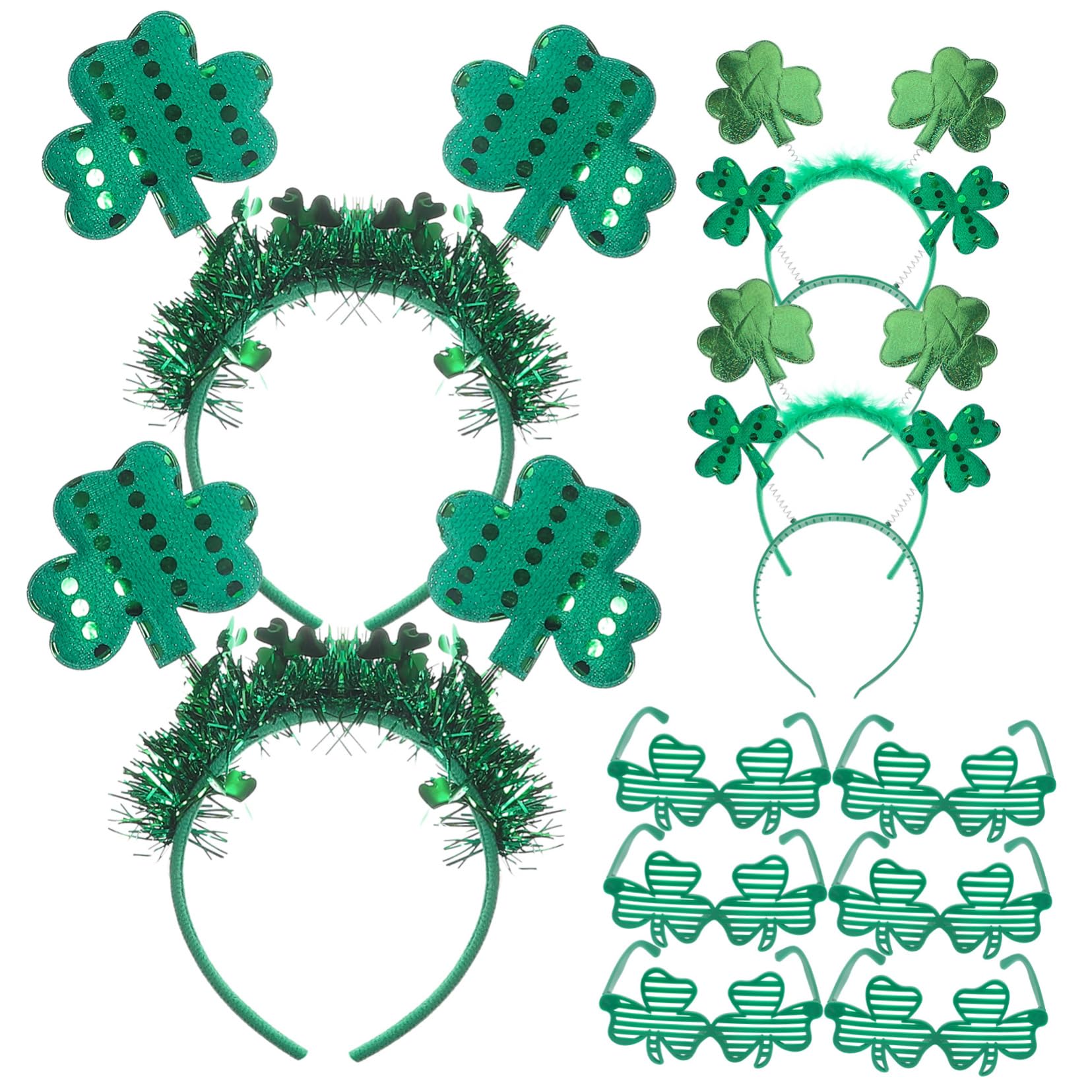 OSOLADY 1 Set Glasses Headband Set Shamrock Glasses Saint Patty’s Day Accessories Holiday Glasses Props Color St. Patrick's Day Party Eyeglasses St. Patrick's Day Hairband Fabric Green