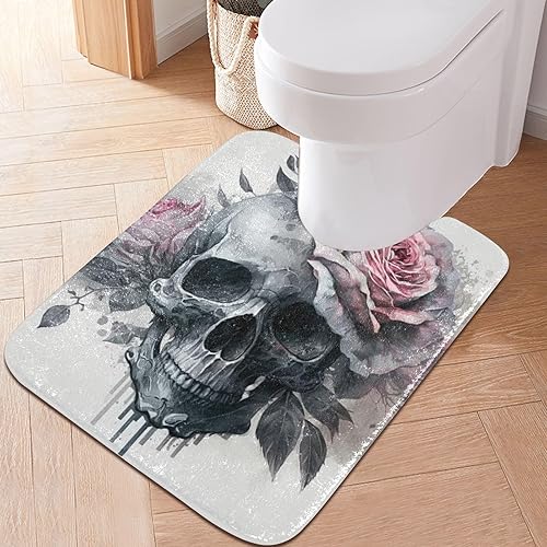 Miniatura 8 de Tapetes de baño, tapete de baño absorbente de felpa esponjosa con parte inferior antideslizante para baño, bañera y ducha, diseño de calavera con