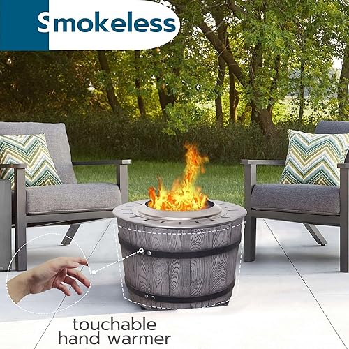 Miniatura 3 de Afterglow Fogata redonda sin humo de 20.5 pulgadas para acampar al aire libre  Parte superior de acero inoxidable y base TerraFab  Pelletramitaleña,