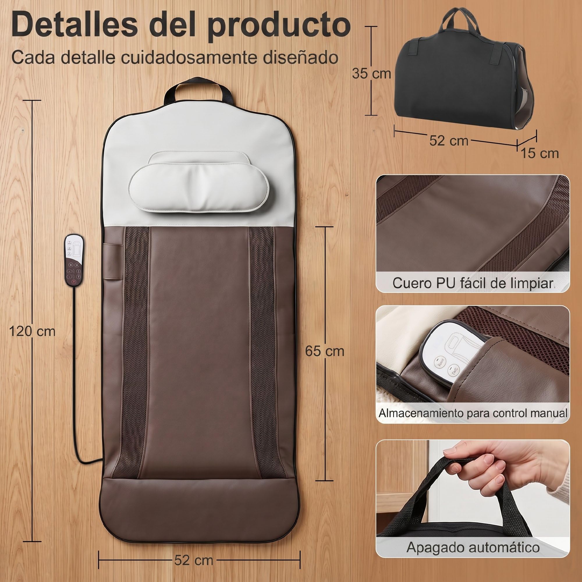 HOMCOM Colchón de Masaje Cuerpo Completo con Calefacción | Masajeador de Espalda Plegable, Compresión de Aire 3D, 4 Modos, 3 Intensidades, Autoapagado, Regalo Unisex