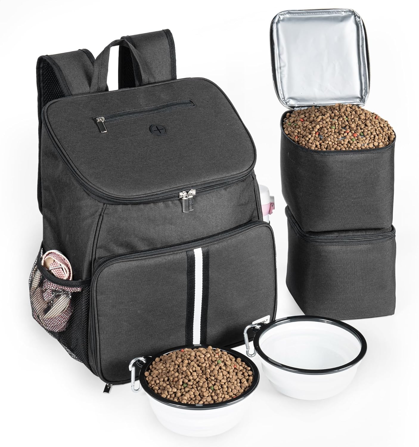 Dog Travel Backpack for Supplies with Large Collapsible Bowls – Airline Approved Pet Travel Backpack for Dogs