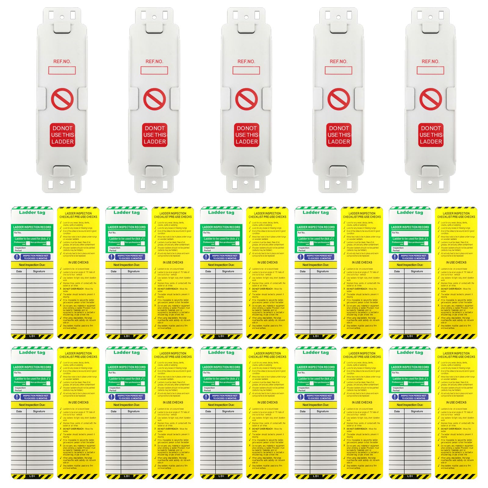 Étiquettes d'échelle – 10 supports et 10 inserts d'étiquettes d'inspection d'échelle, étiquette d'inspection d'échelle, protection de sécurité pour intérieur et extérieur