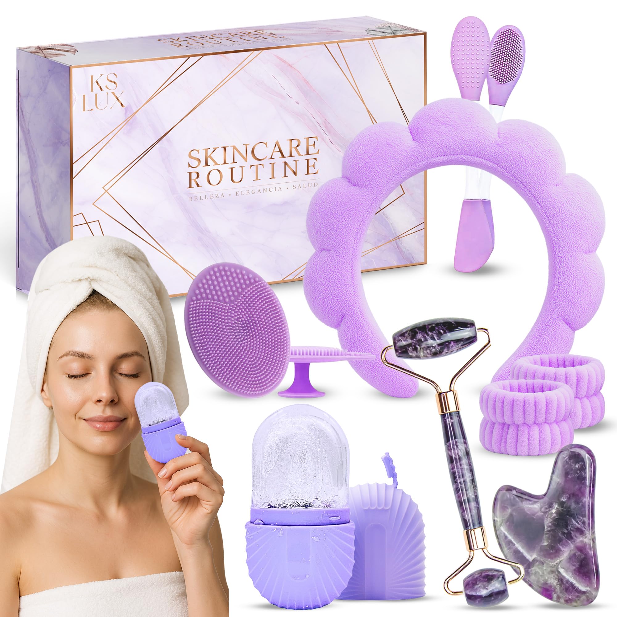 Kit skincare viso completo, set skin care coreana, kit skin care accessori, set skincare bambina, cofanetto regalo donna beauty, beauty routine bambina, kit bellezza regalo donna, massaggiatore viso