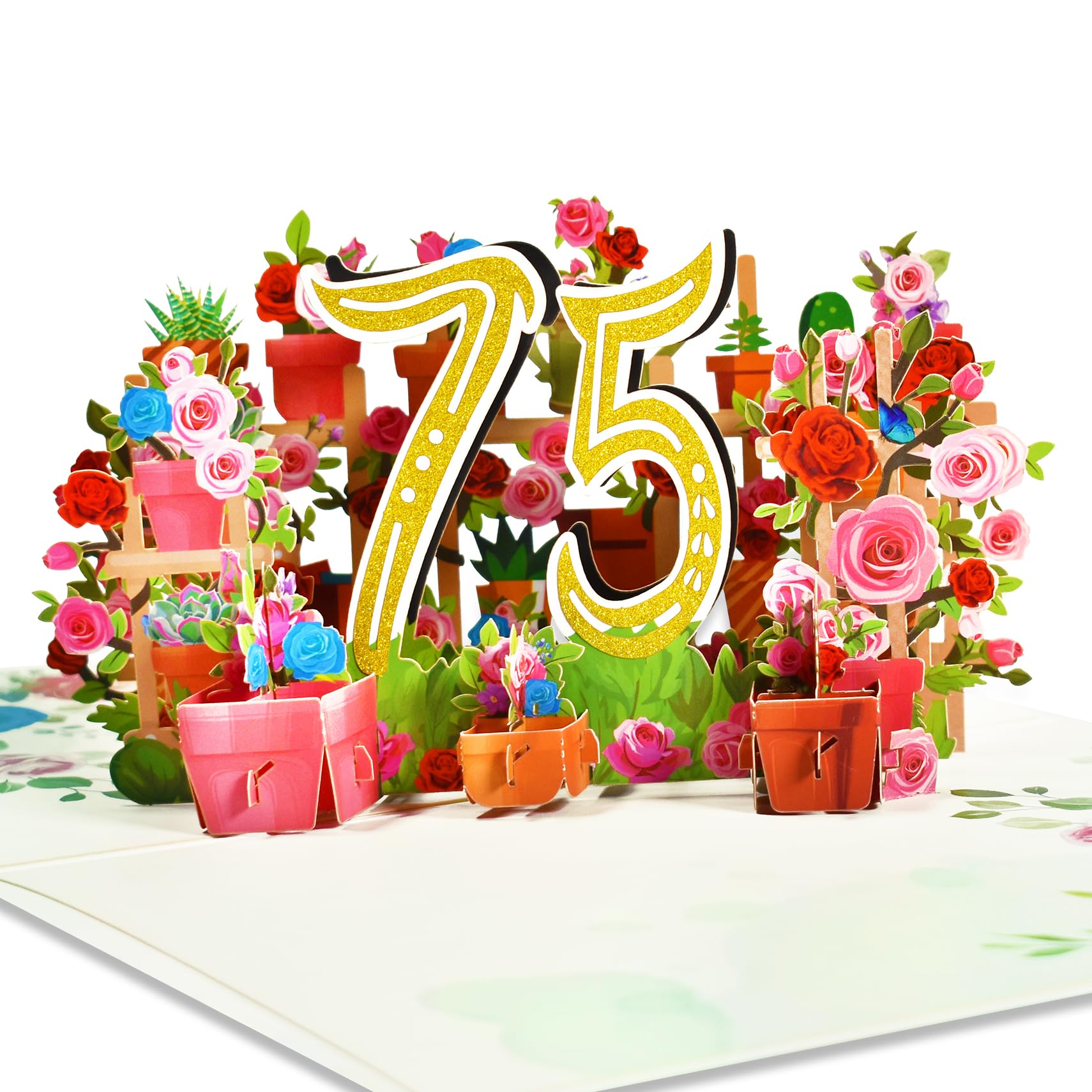 GREETING ART Geburtstagskarten, Geburtstagskarte 75. Geburtstag, 75. Geburtstag Frau Männer, Geburtstagskarte 75, 3d Pop Up Karte für Mütter Ehefrau Freunde