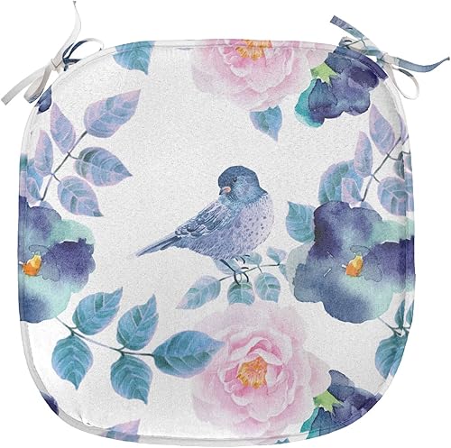 Miniatura 9 de Lunarable Juego de 4 cojines para silla del oeste, diseño de letrero de madera y adornos rizados en una pared de madera, estampado clásico de barra