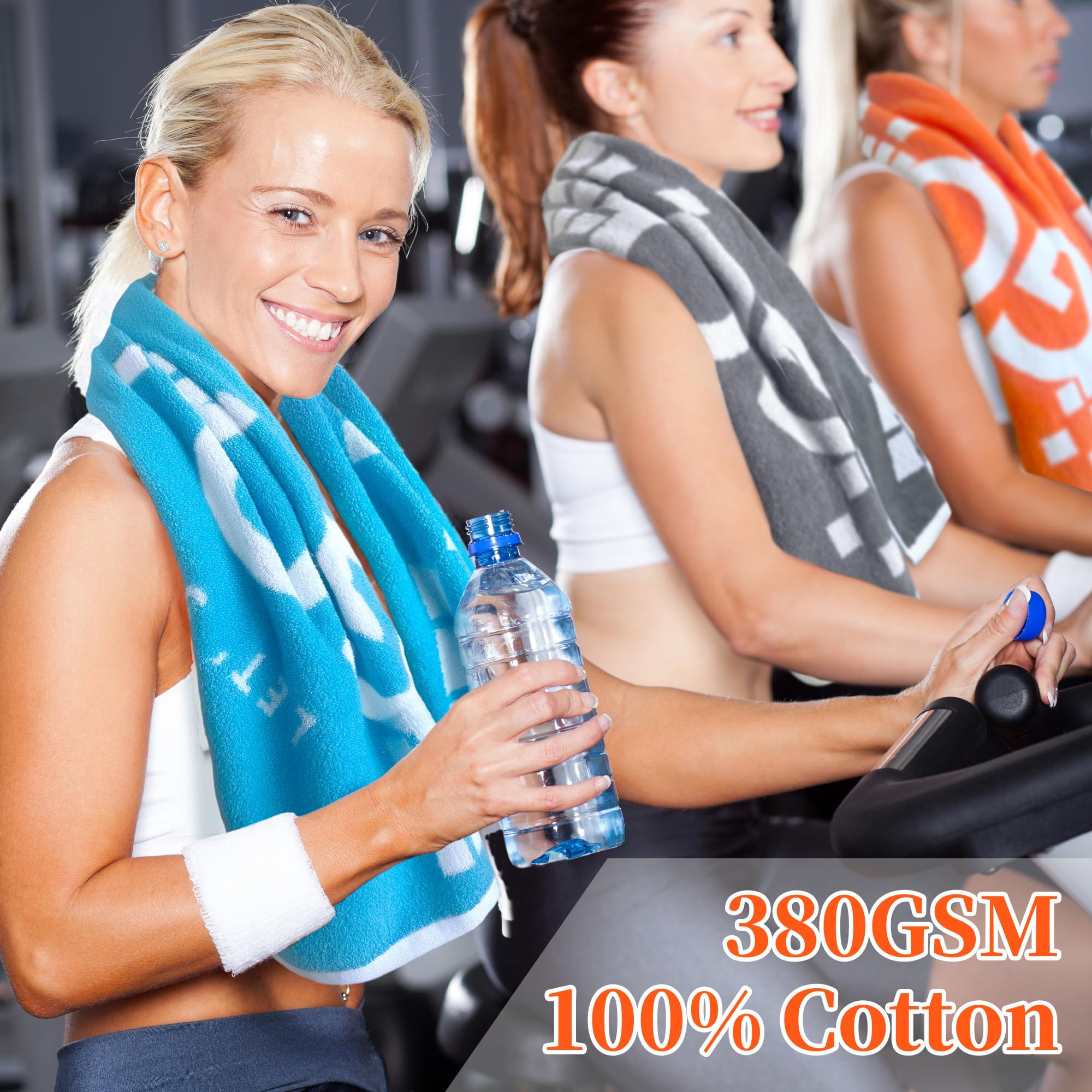 Toallas de entrenamiento para gimnasio (3 piezas, 14 x 44 pulgadas), 100% algodón, transpirable, suave y absorbente, toalla de sudor para hombres y mujeres, toalla de mano deportiva para yoga, ducha,