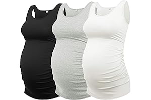 3-Pack Ruched-Side Cotton Maternity Tank Tops