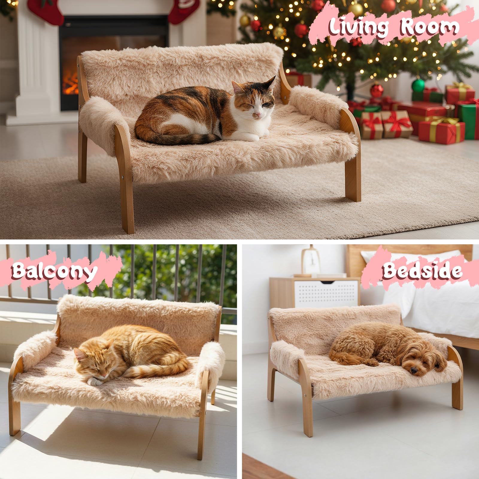 Divanetto Rialzato Per Cani E Gatti Portata 30 Kg, Viene Fornito Con Cuscini Estivi E Cuscini Invernali, Cuccia Rialzata Animali Domestici, 53X44 Cm, Grande Divano Per Gatti