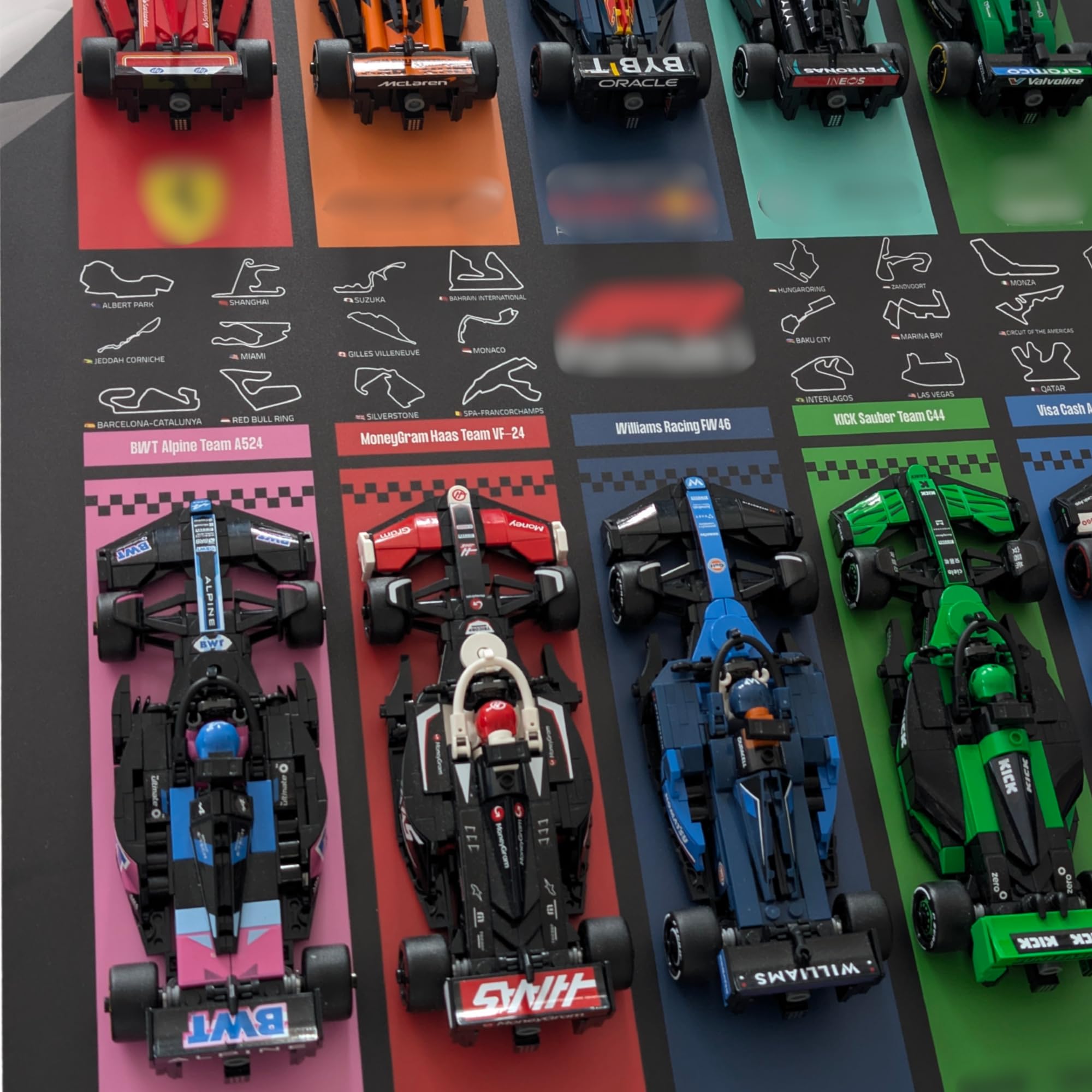 Générique Display à encadrer 50×70 cm pour collection LEGO F1 Speed Champions – Support Forex 3 mm - Décoration murale pour collectionneurs - Figurines non incluses