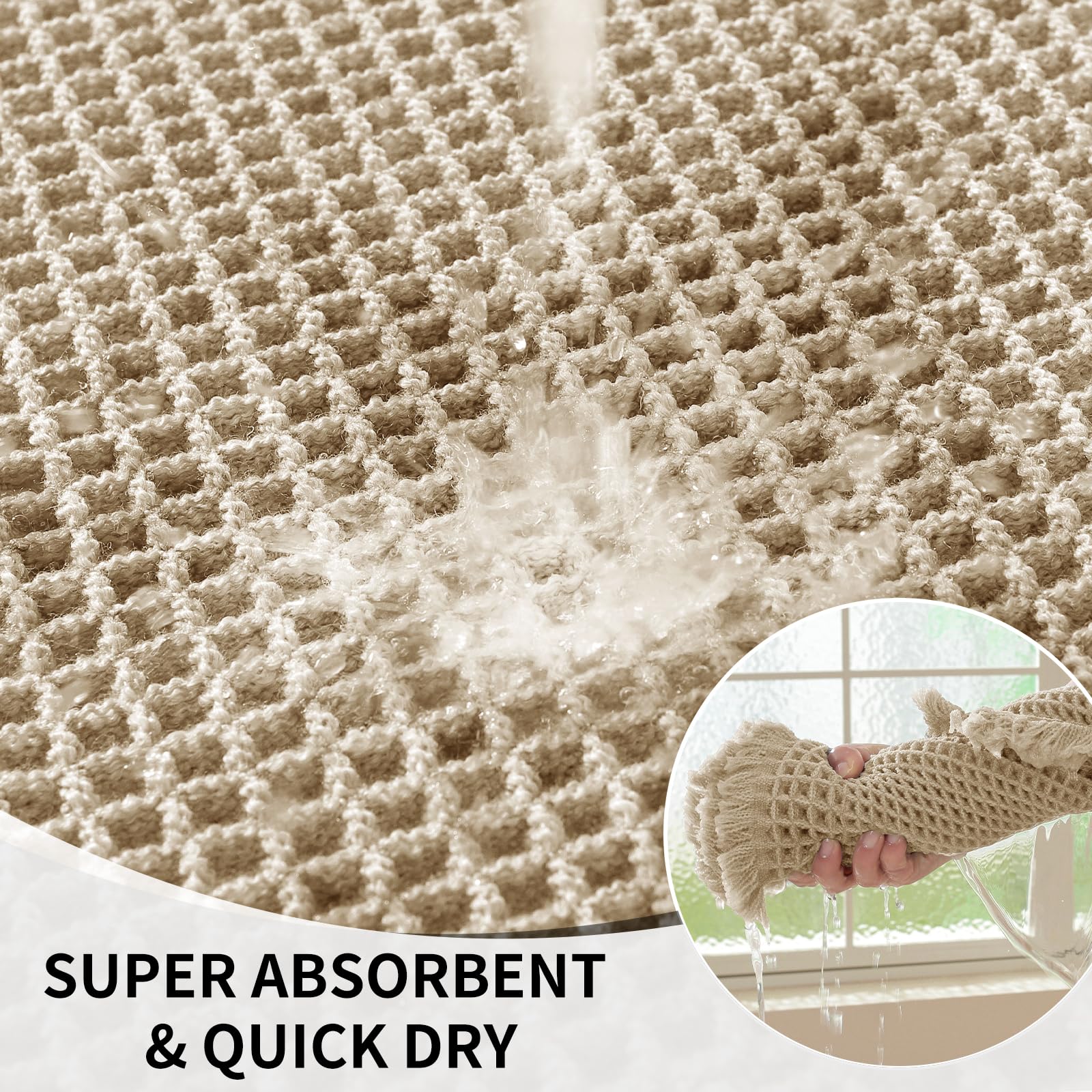 Tapis De Bain Antiderapant 50x80cm Absorbant l'eau Lavable en Machine Marron