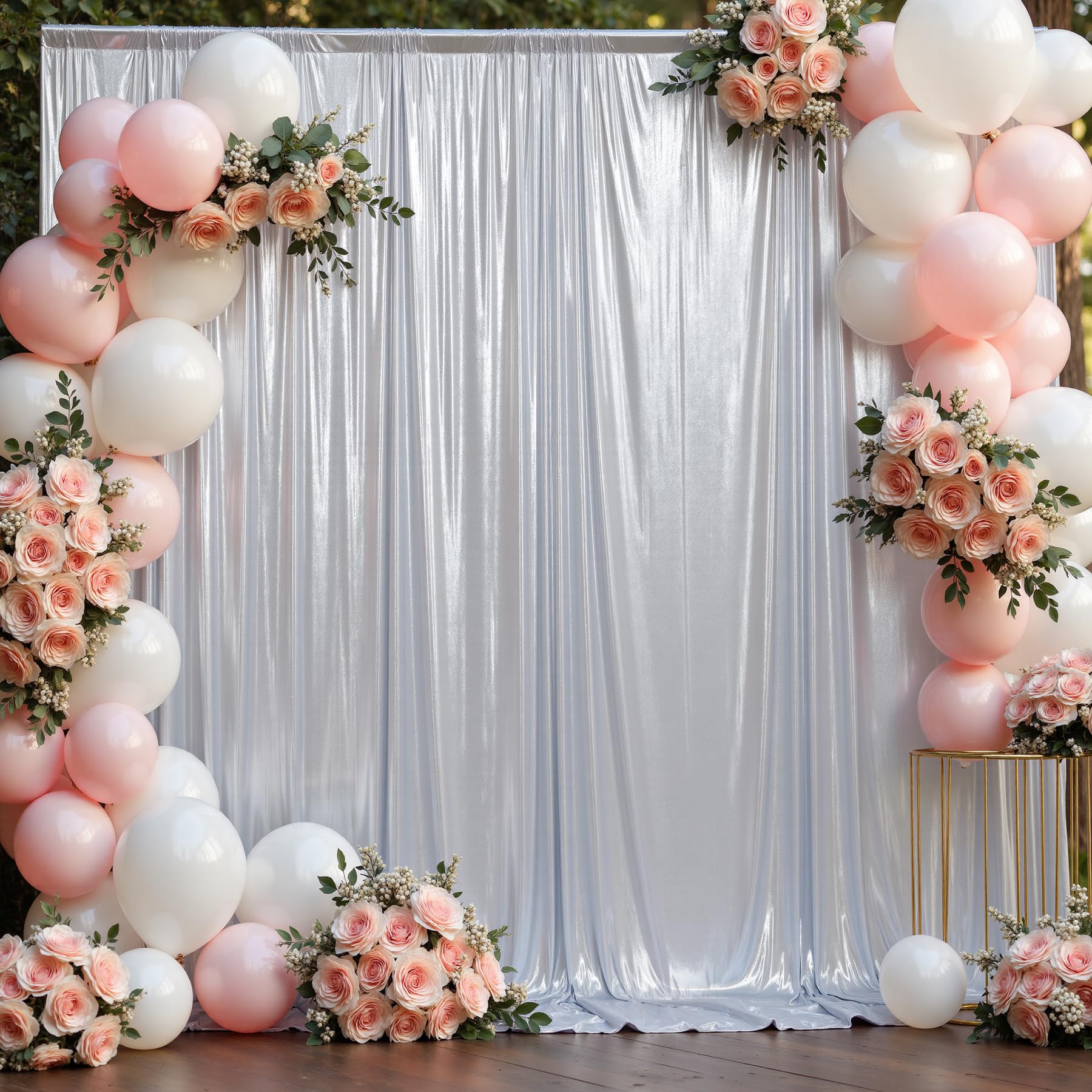 Amazon.com : 10x10 ft Wrinkle Free Silver Sequin Backdrop Curtain