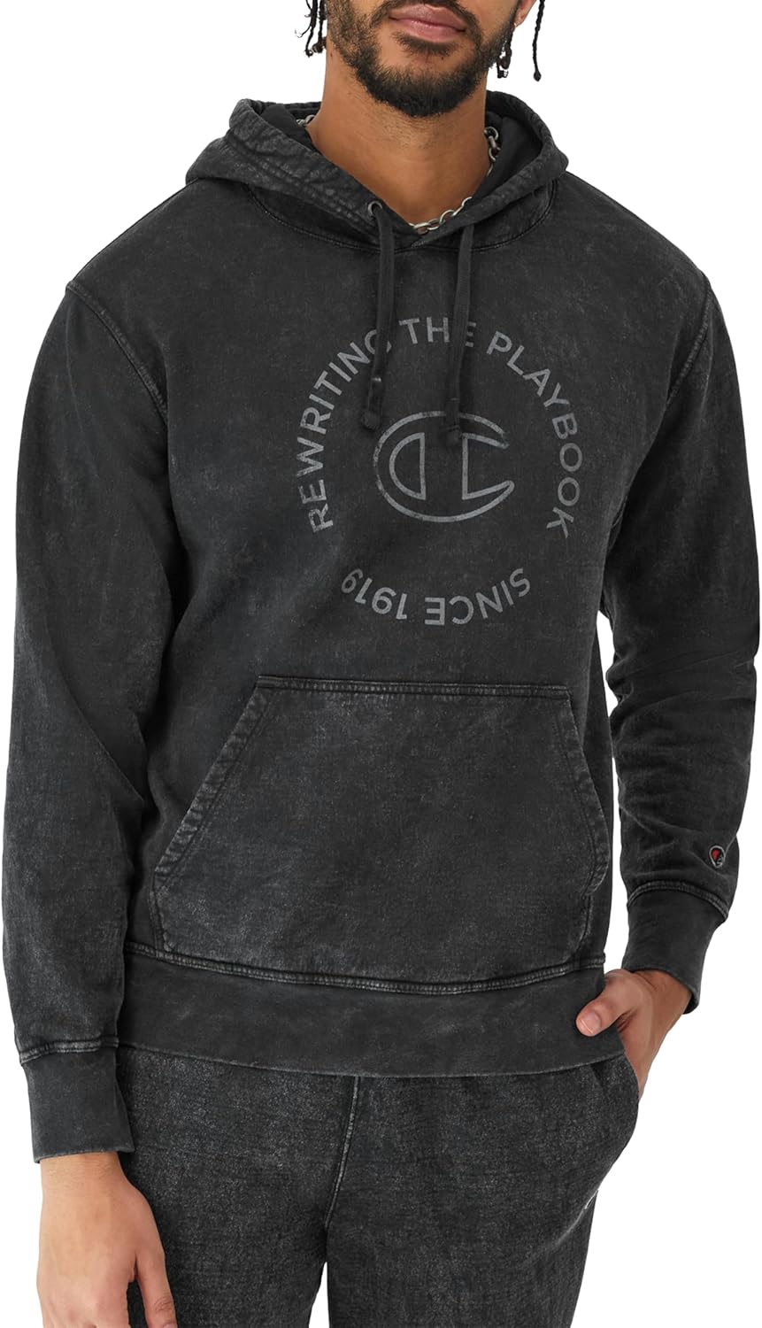 Champion mens Hoodie, Mineral Dye Graphic Hoodie, Fleece Men's Hoodie Sweatshirt