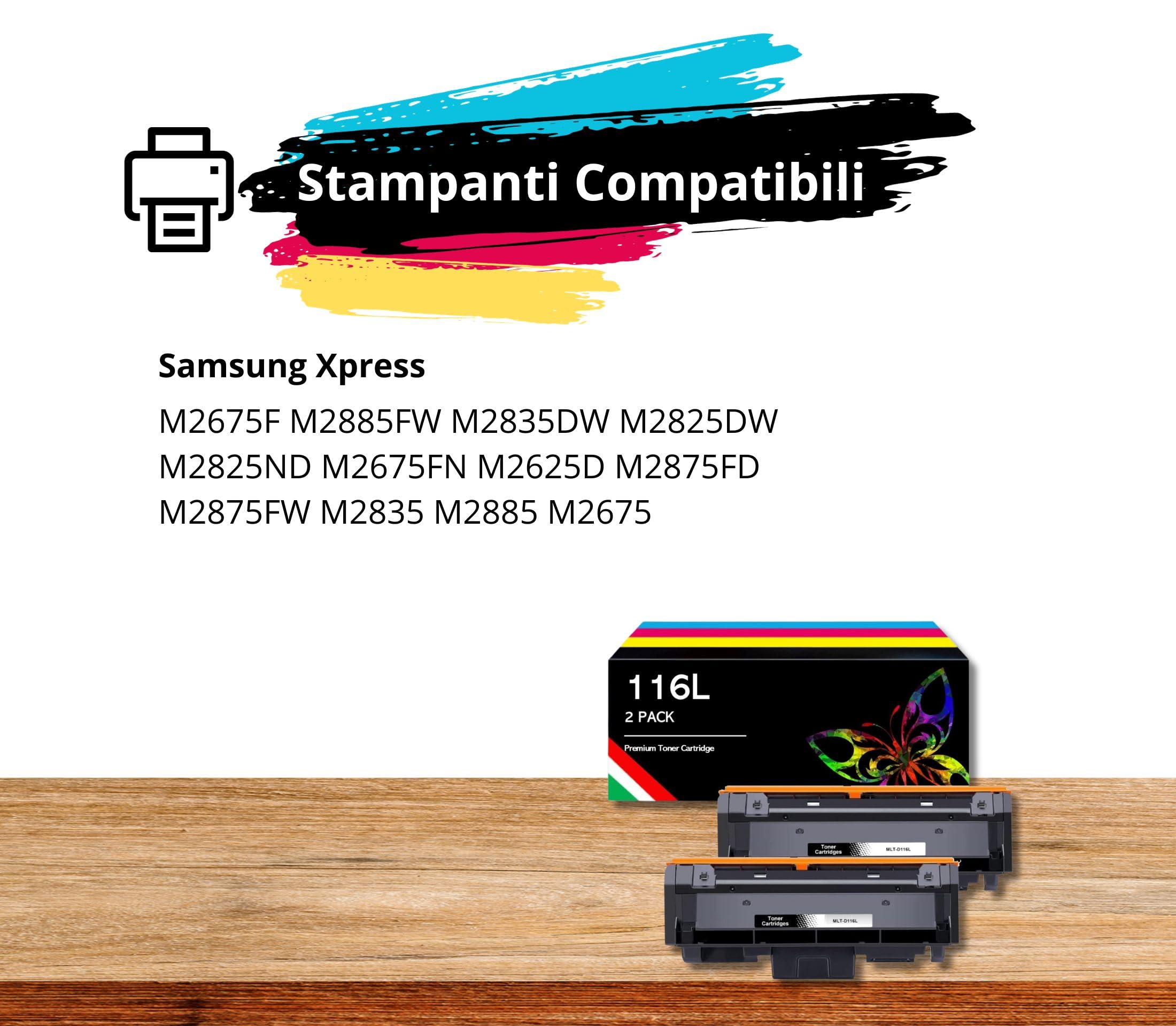 MLT-D116L Toner Compatibili per Samsung MLT D116L D116S Cartucce per Samsung Xpress M2675F M2885FW M2835DW M2825DW M2825ND M2675FN M2625D M2875FD M2875FW M2835 M2885 M2675 (Nero, 2-Pack)