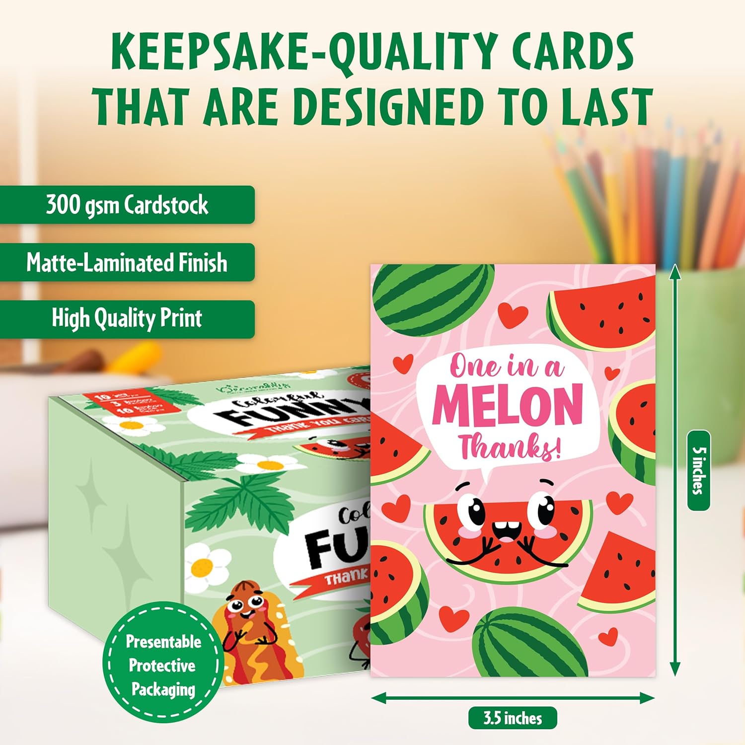 Decorably 60 Pack 3.5x5in Colorful Funny Kids Thank You Cards with Envelopes & Stickers for Teachers, Students & Coworker Appreciation, 10 Playful Folded Designs, Blank Inside - Birthday, Kid's Party - Image 7