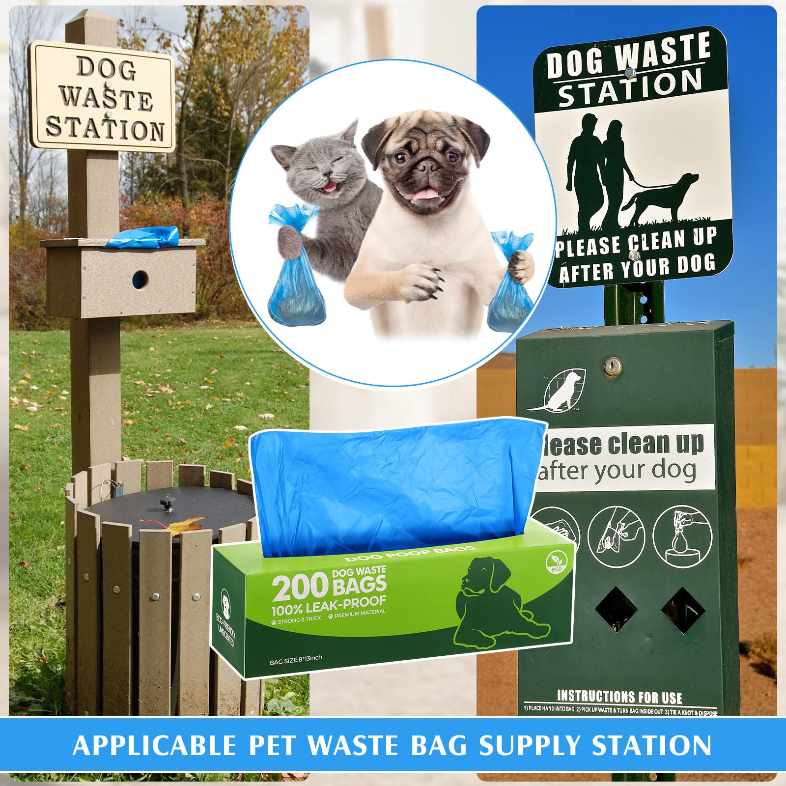 Harloon 6000 bolsas de basura para excrementos de perro, 30 rollos de 12 x 8 pulgadas, extra gruesas, fuertes, a prueba de fugas, bolsas desechables a granel universales para cachorros, al aire libre,