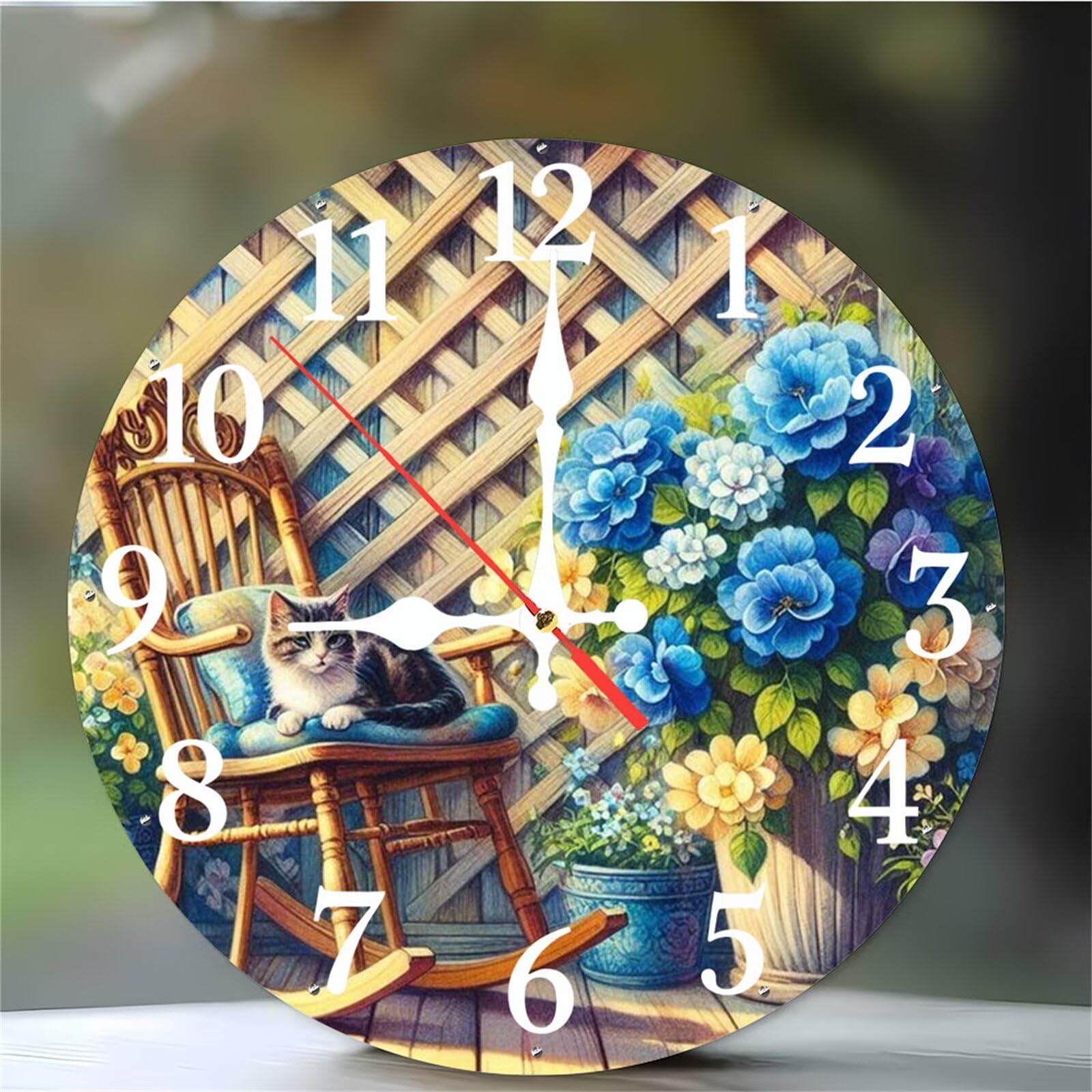 Horloge murale chat silencieuse de 30cm et facile à lire pour salon