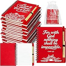 60 Set Christian Gifts Bulk Prayer Journal Spiral Red Notebooks, Inspirational Notepad with Bible Verse Pen & Organza Bags, Perfect Religious Gifts for Women, Bible Study Groups, Church Members & Devotions