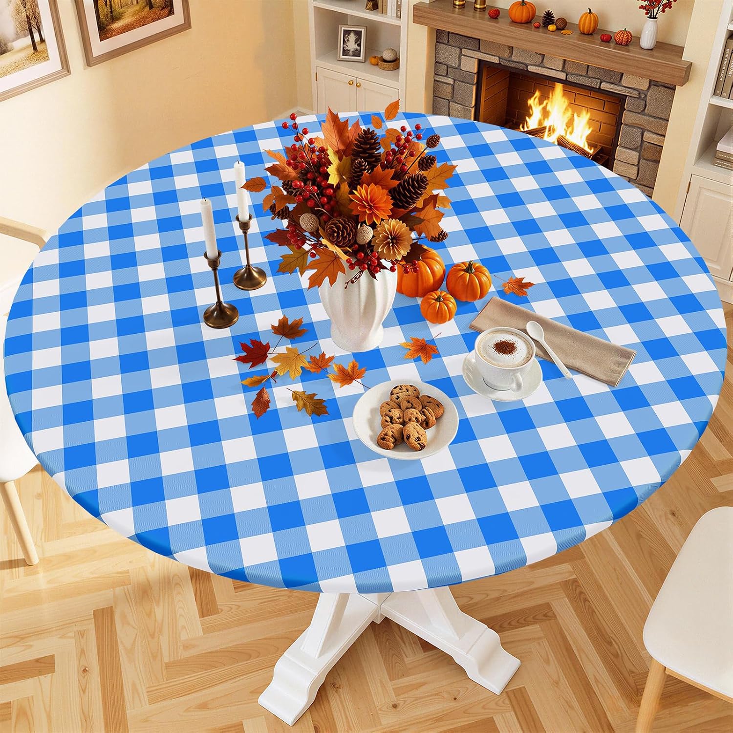  18"-24" Picnic Table Cloth, Flannel Backed Vinyl Fitted Tablecloths