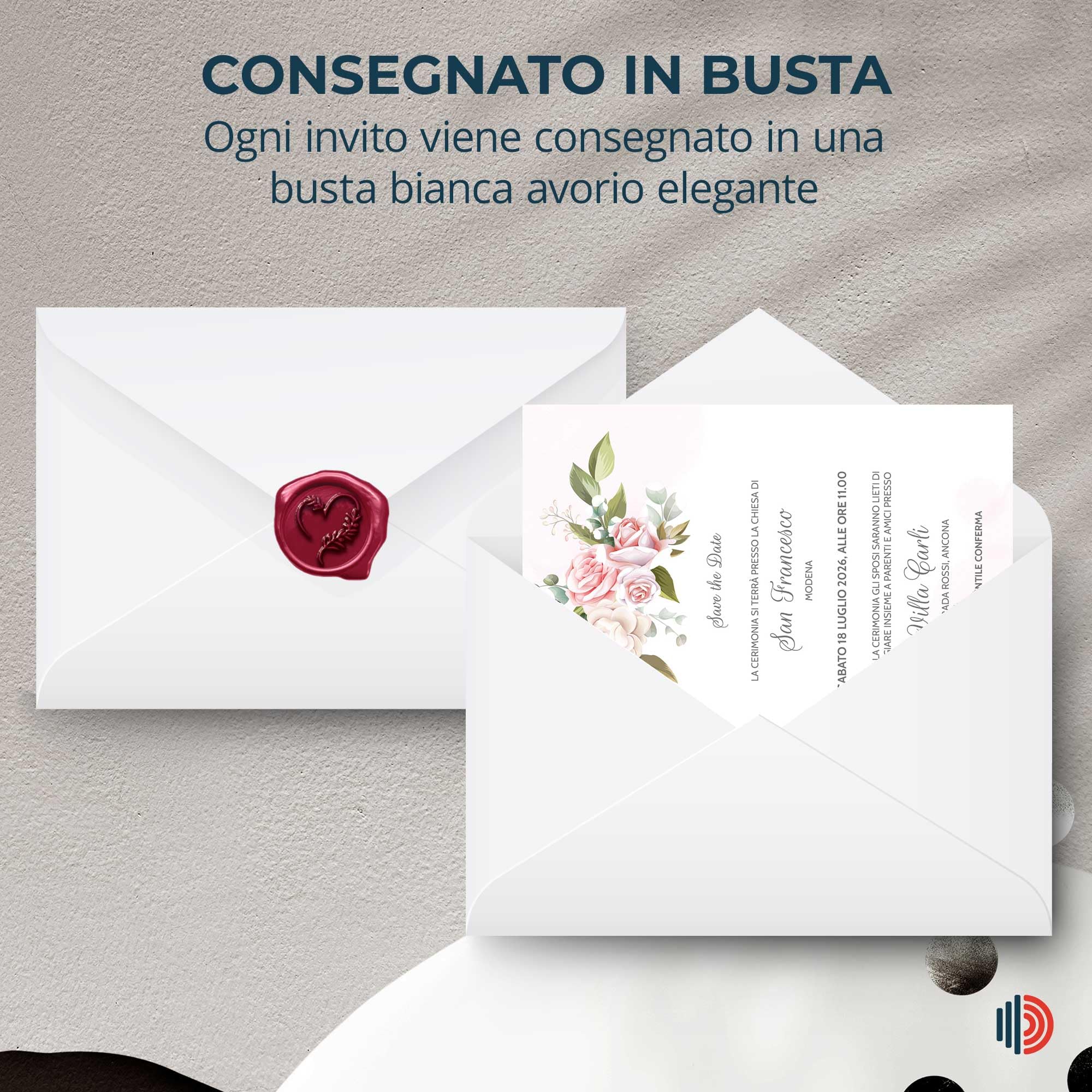 Partecipazioni Matrimonio Personalizzate 40pz Stampa inclusa - Inviti Matrimonio Personalizzabili in Carta Martellata Alta Qualità 200gr - 16x11,5cm - Essential WI-7 EchoPrint