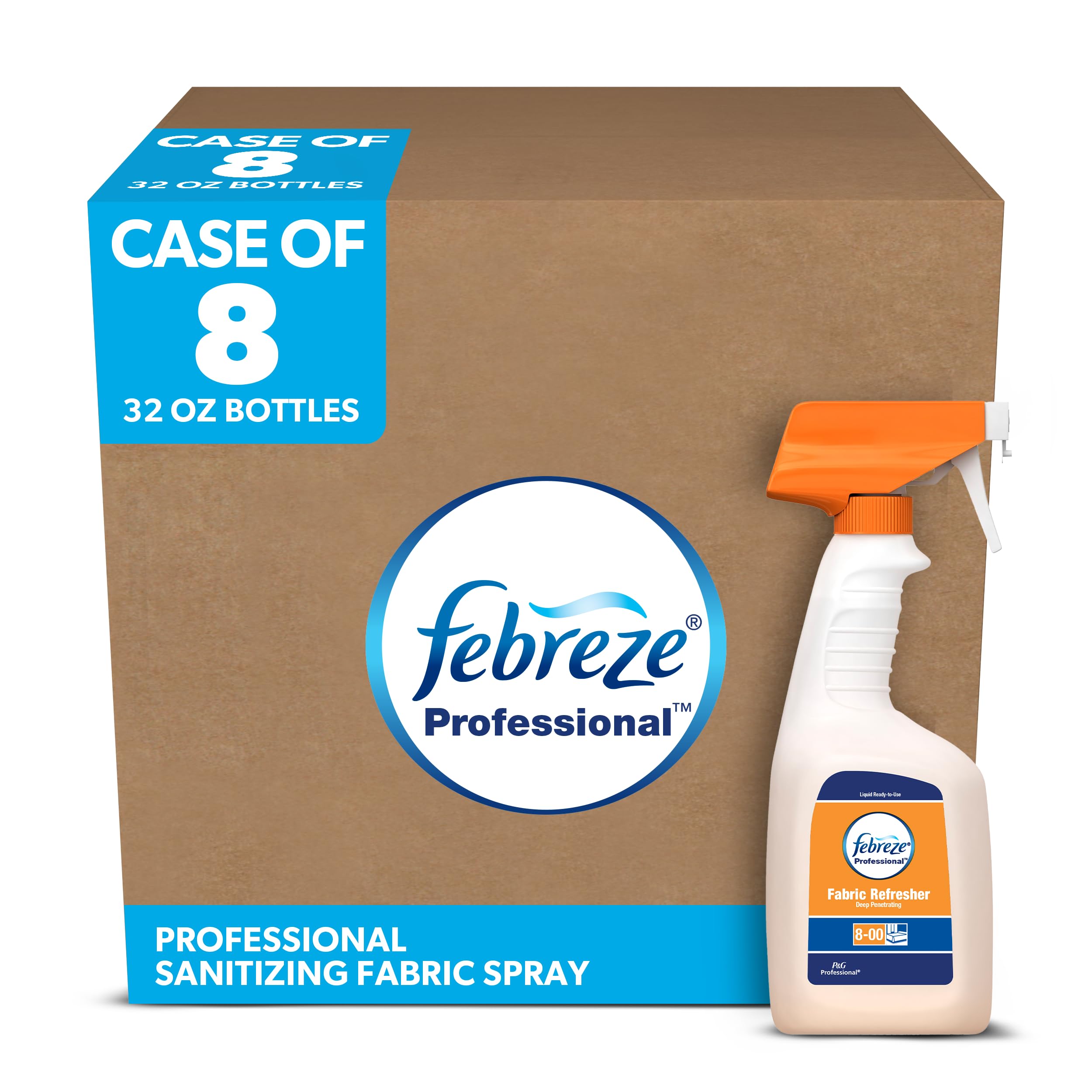 P&G Professional - PGC03259 Fabric Refresher Odor Eliminator by Febreze Professional, Bulk Deep Penetrating Refill for Fabrics in Hotels, Restaurants and Businesses, Fresh Clean Scent, 32 oz. (Case of 8) - 10037000032592