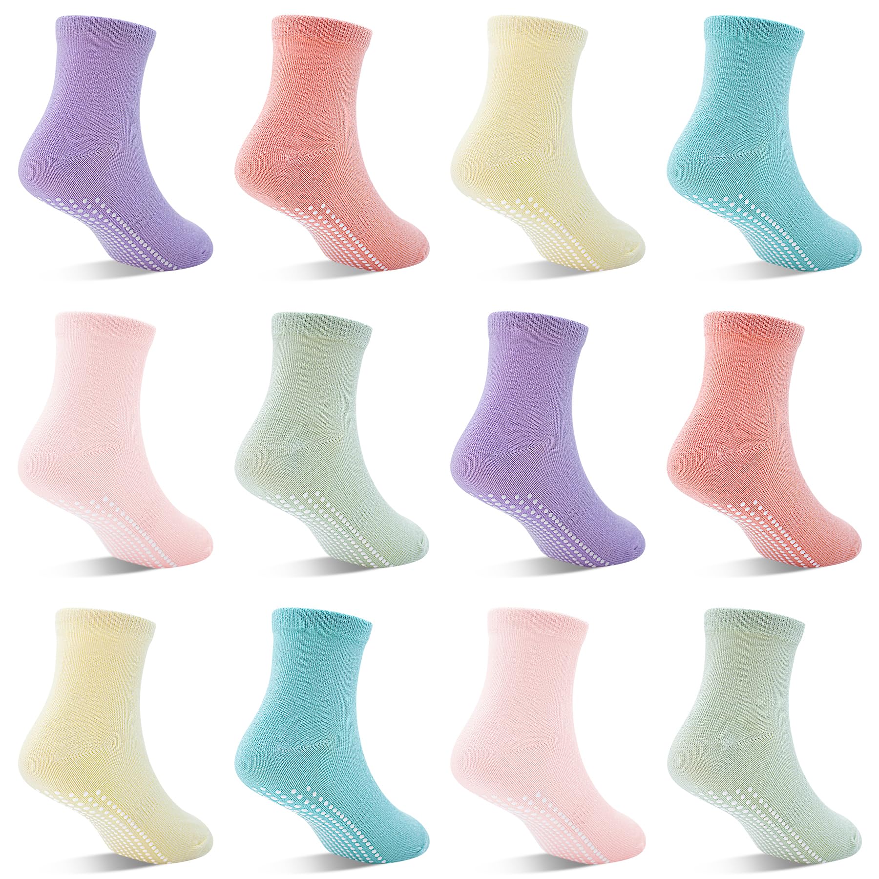 SkiBeaut Toddler Boy Socks- 12 Pairs Kids Grips Non Slip Skids Boys Girls Socks with Grippers for 1-7 Years