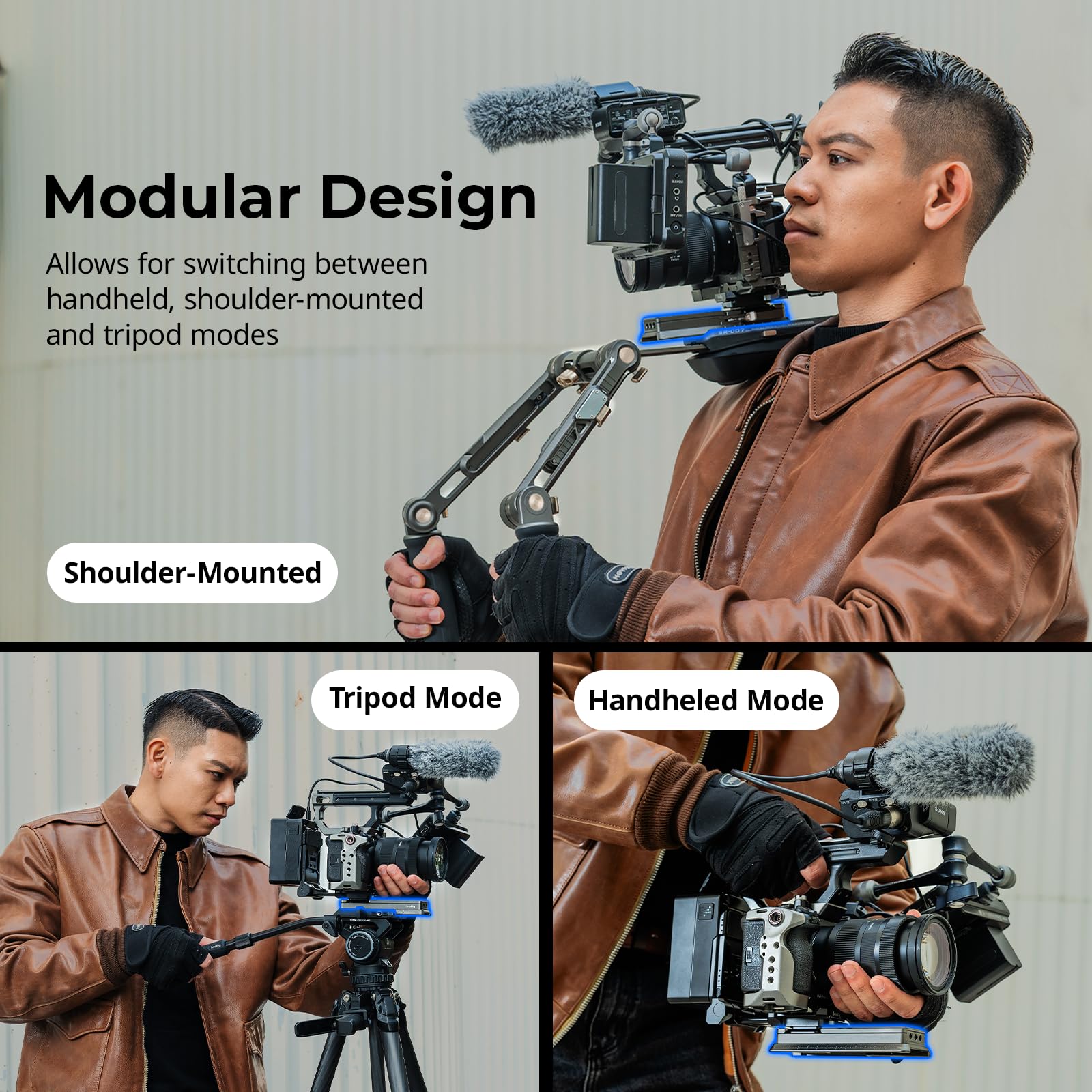 SMALLRIG HawkLock SR007 Pro - 4181B - Kit di supporto per spalla per fotocamere mirrorless e videocamere, regolazione rapida One Touch, compatibile con Arca-Swiss/MFT, SR007 Pro - 4181B