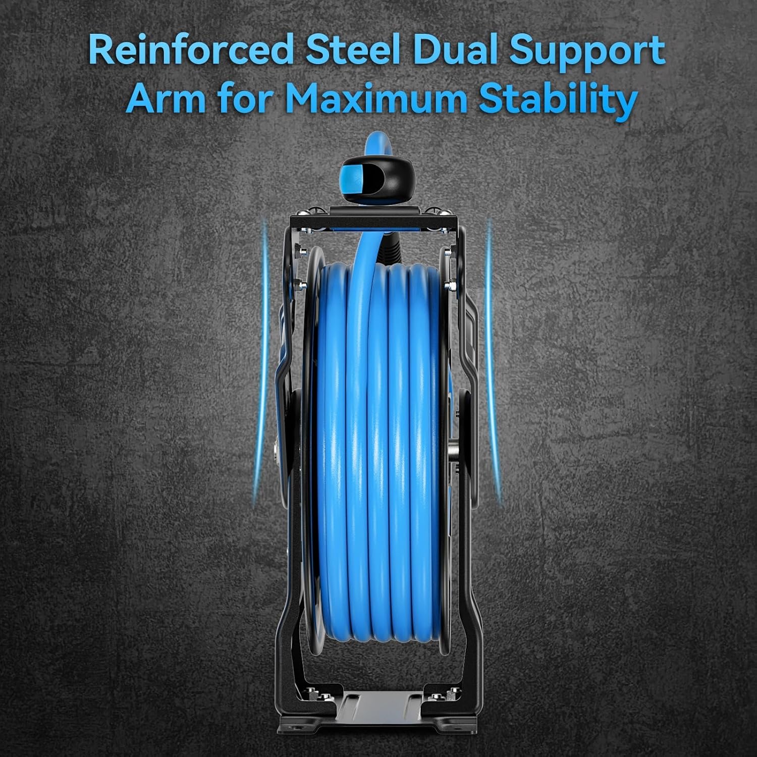 Retractable Air Hose Reel, 65ft x 3/8in Hybrid Air Hose (300PSI), Heavy Duty Compressor Hose Reel, Auto Rewind - Wall/Ceiling Mount for Workshops - Image 2