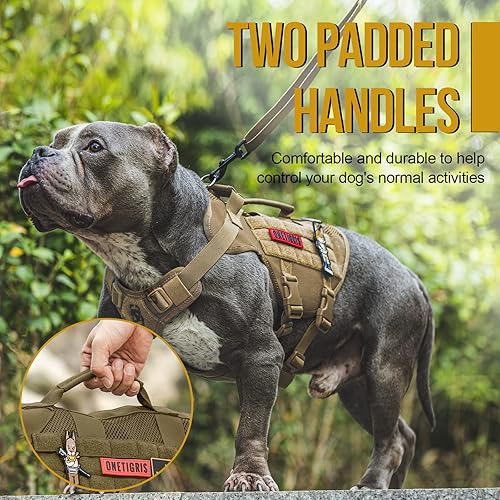 Miniatura 2 de OneTigris Arnés sin tirones para perros pequeños, diseño de malla, transpirable, chaleco militar Molle con asas, arnés de chaleco de servicio para