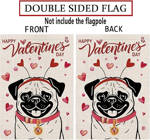 Miniatura 9 de Bandera de jardín para el día de San Valentín, banderas de perro bulldog francés para exteriores, amor, corazón, aniversario, boda, fiesta, hogar,